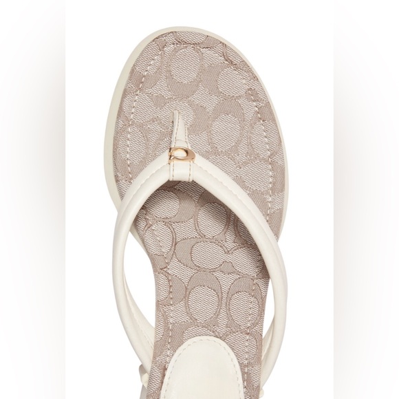 NWT COACH Franki Platform Flip Flops Chalk 9B - Picture 5 of 7